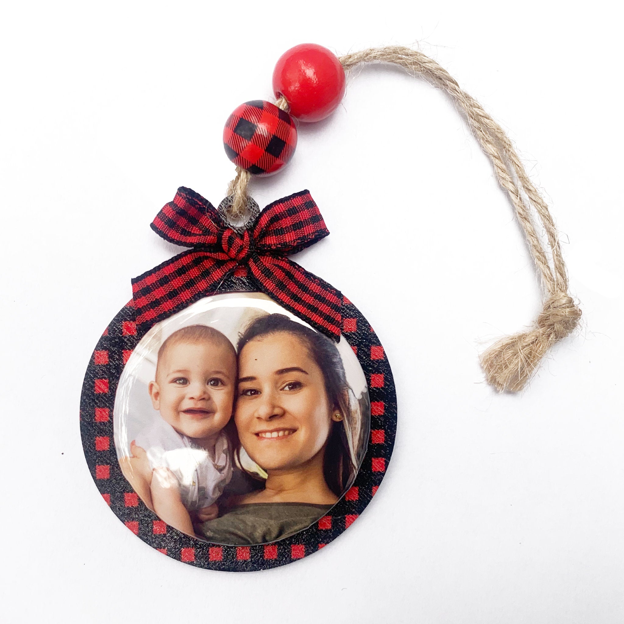Personalized Photo Christmas Ornament (Wood-Backed)