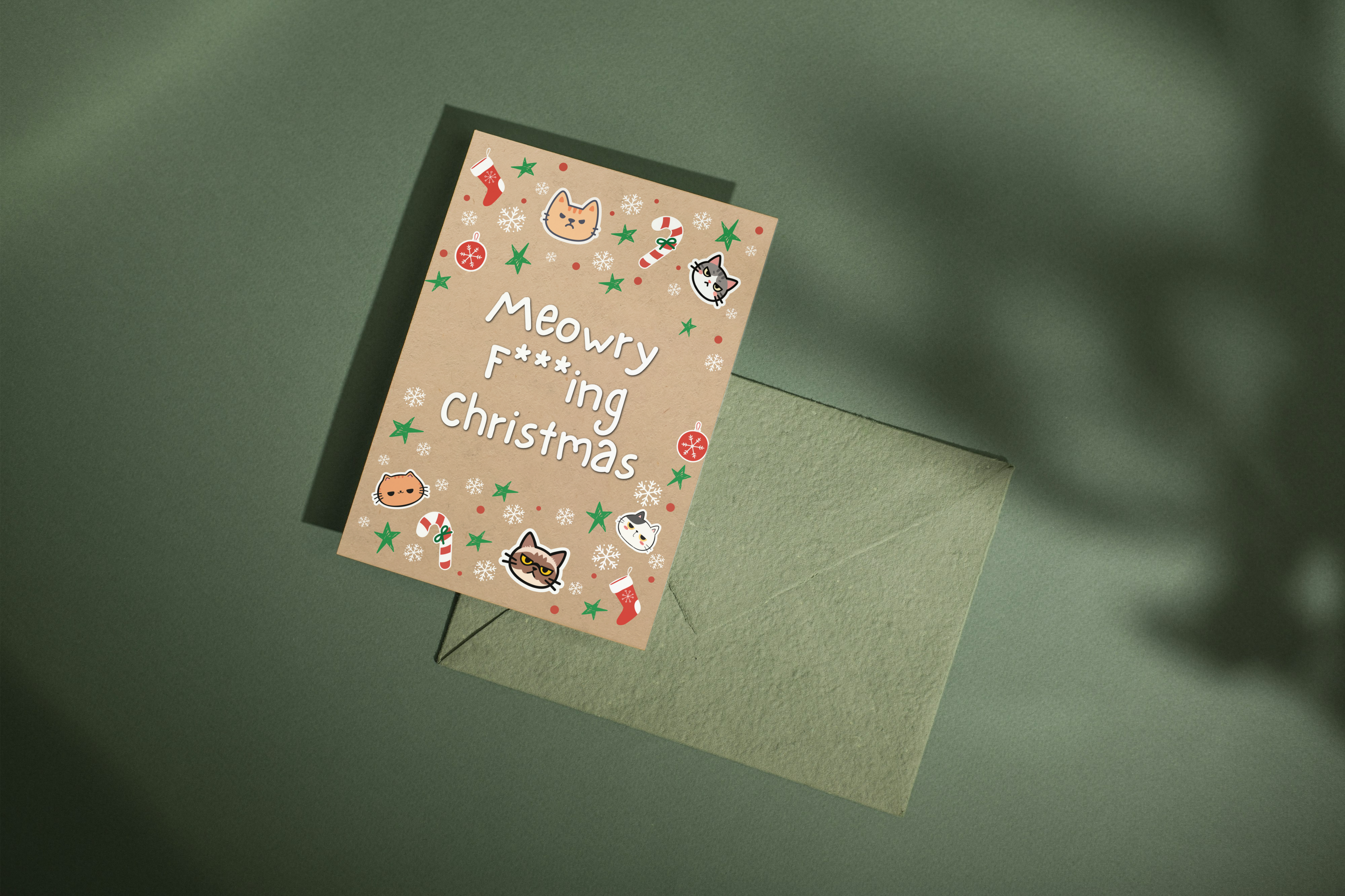 "Meowry F***king Christmas" Christmas Card