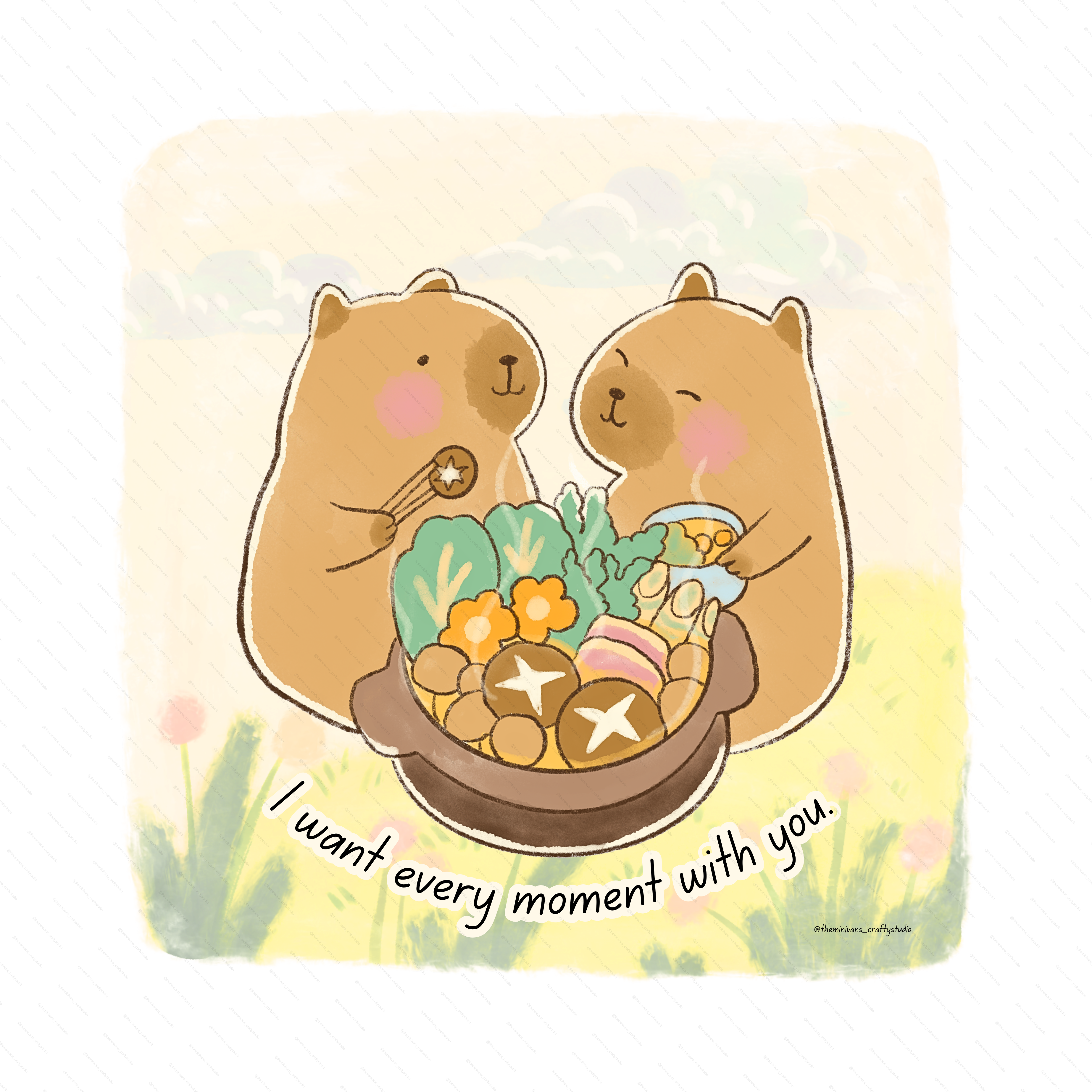 Vinyl Sticker Capybara Hotpot